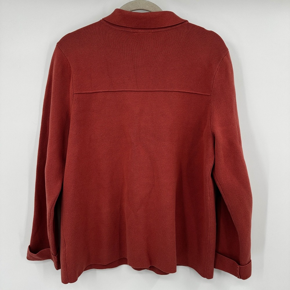 Talbots Large Rust Orange Cotton Button Front Car… - image 5